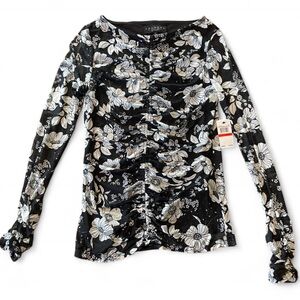 Laundry By Shelli Segal Black and White Floral Blouse